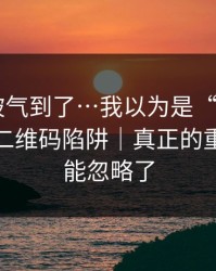我真的被气到了…我以为是“瓜”——结果是二维码陷阱｜真正的重点你可能忽略了