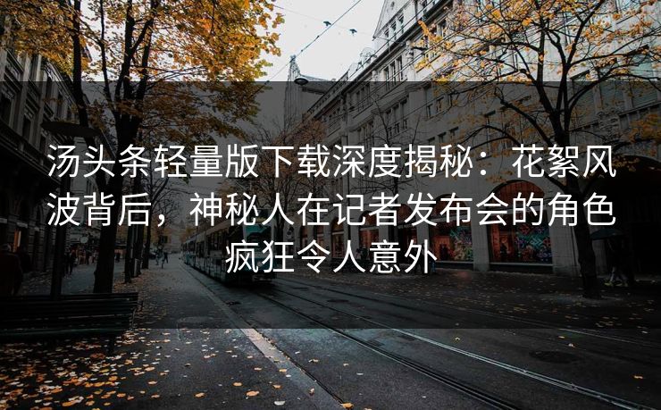 汤头条轻量版下载深度揭秘:花絮风波背后,神秘人在记者发布会的角色疯狂令人意外 汤头条轻量版下载深度揭秘:花絮风波背后,神秘人在记者发布会的角色疯狂令人意外