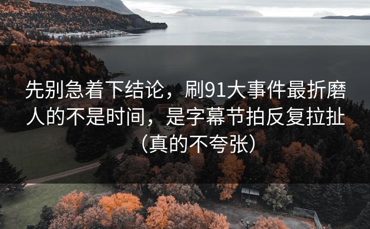 先别急着下结论，刷91大事件最折磨人的不是时间，是字幕节拍反复拉扯（真的不夸张）