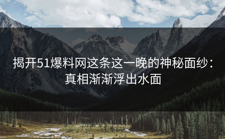 揭开51爆料网这条这一晚的神秘面纱：真相渐渐浮出水面
